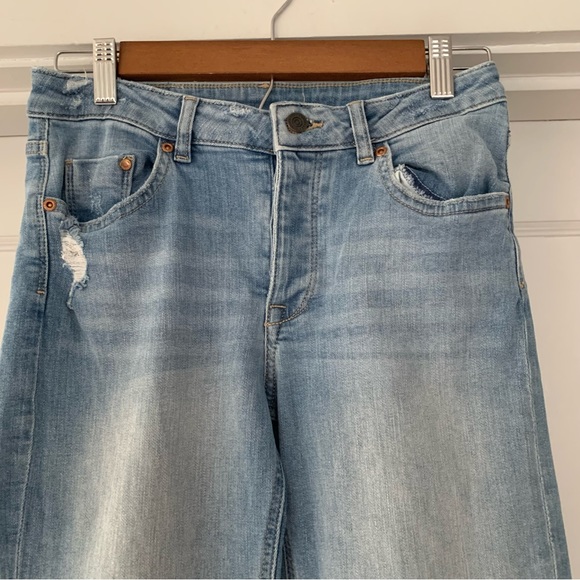 Divided H and M Jeans Womens 6 Blue Denim Patchwork Light Medium Wash Straight - Picture 4 of 10